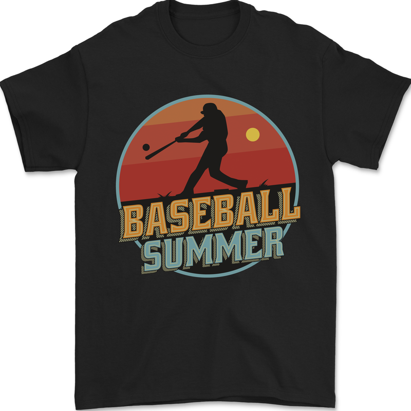 Baseball Summer Mens T-Shirt 100% Cotton Black