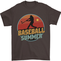 Baseball Summer Mens T-Shirt 100% Cotton Dark Chocolate