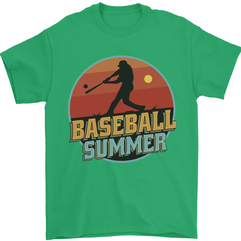 Baseball Summer Mens T-Shirt 100% Cotton Irish Green