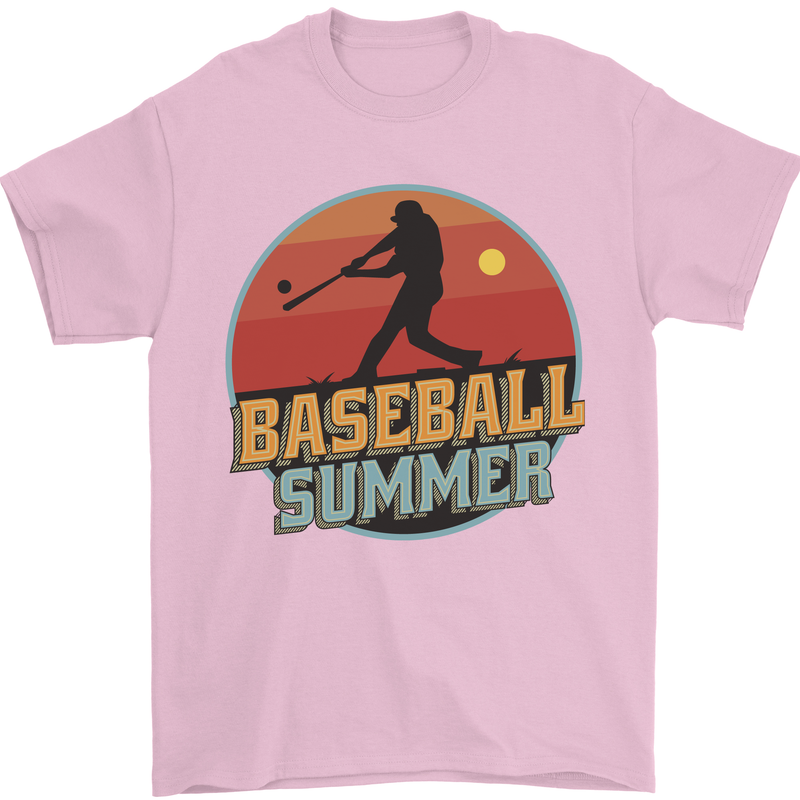 Baseball Summer Mens T-Shirt 100% Cotton Light Pink