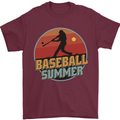 Baseball Summer Mens T-Shirt 100% Cotton Maroon