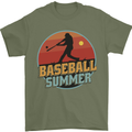 Baseball Summer Mens T-Shirt 100% Cotton Military Green