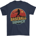 Baseball Summer Mens T-Shirt 100% Cotton Navy Blue