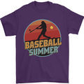 Baseball Summer Mens T-Shirt 100% Cotton Purple