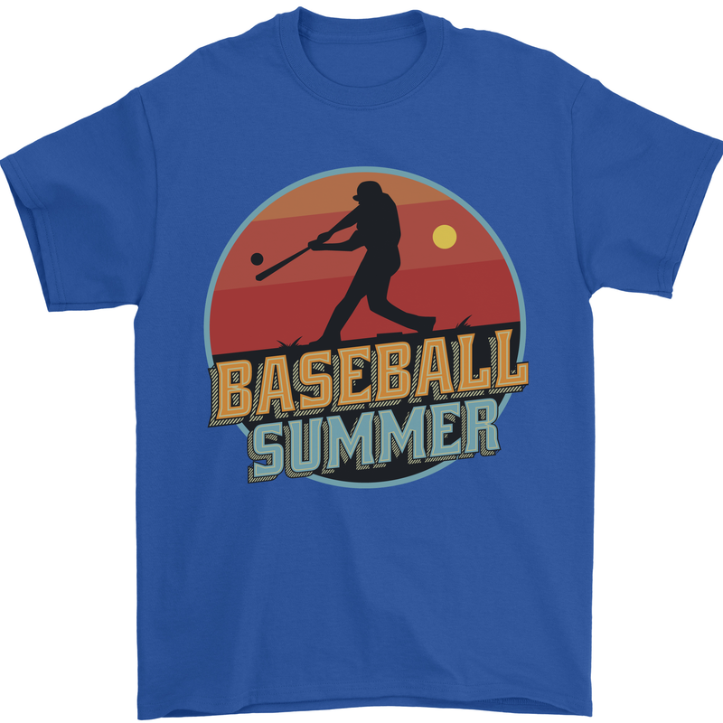 Baseball Summer Mens T-Shirt 100% Cotton Royal Blue