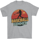 Baseball Summer Mens T-Shirt 100% Cotton Sports Grey