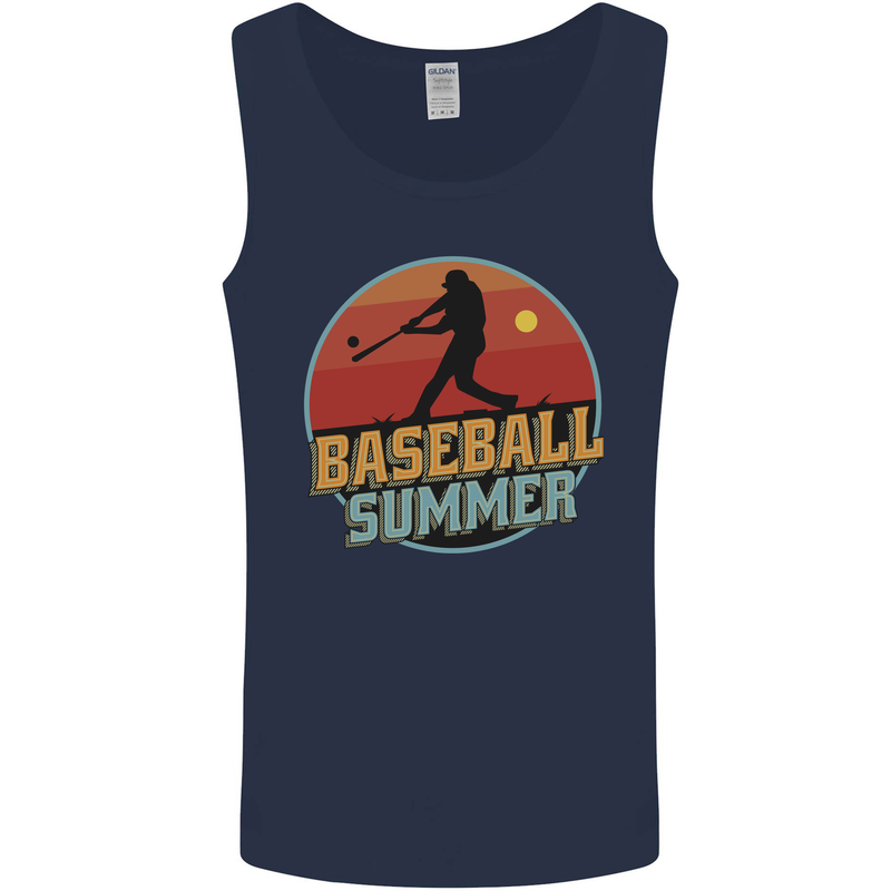 Baseball Summer Mens Vest Tank Top Navy Blue