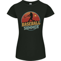 Baseball Summer Womens Petite Cut T-Shirt Black