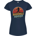 Baseball Summer Womens Petite Cut T-Shirt Navy Blue