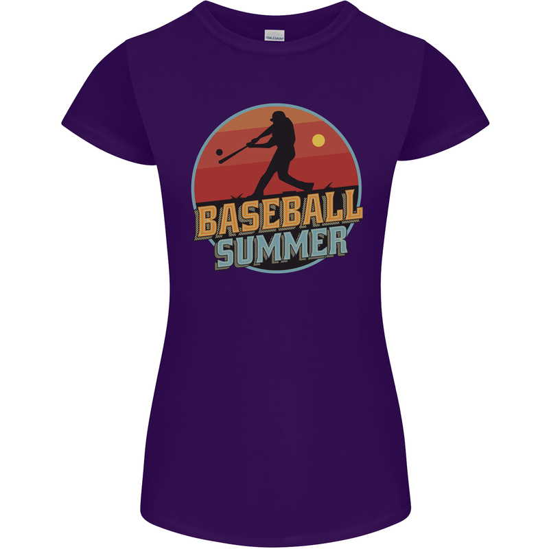 Baseball Summer Womens Petite Cut T-Shirt Purple