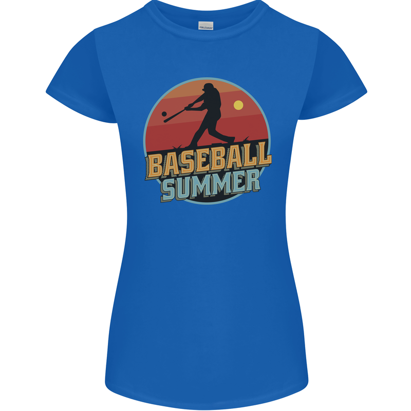 Baseball Summer Womens Petite Cut T-Shirt Royal Blue