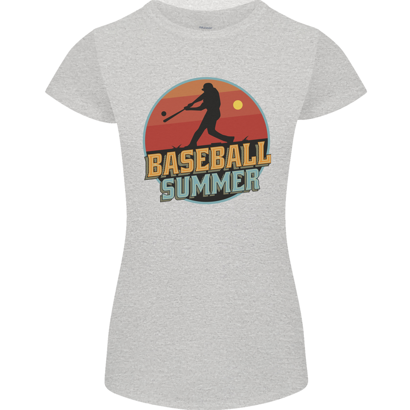 Baseball Summer Womens Petite Cut T-Shirt Sports Grey