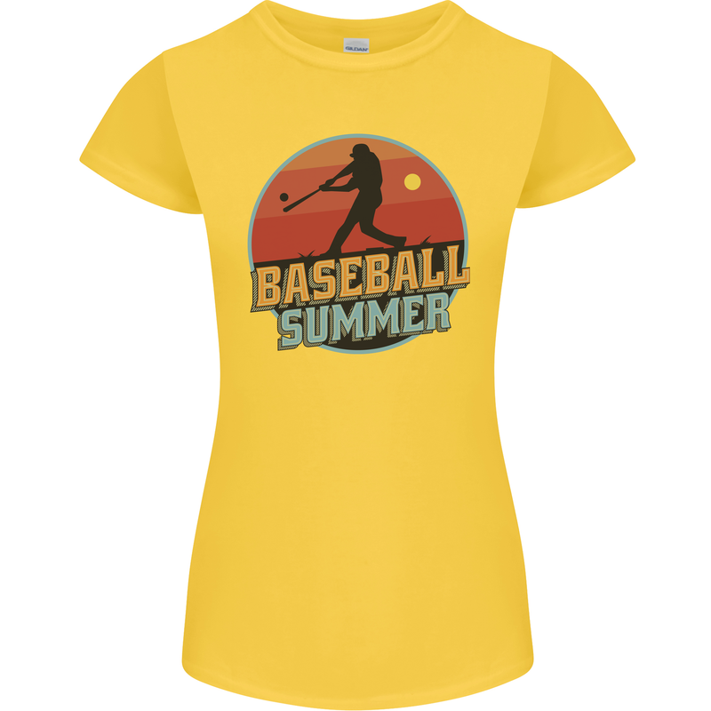 Baseball Summer Womens Petite Cut T-Shirt Yellow