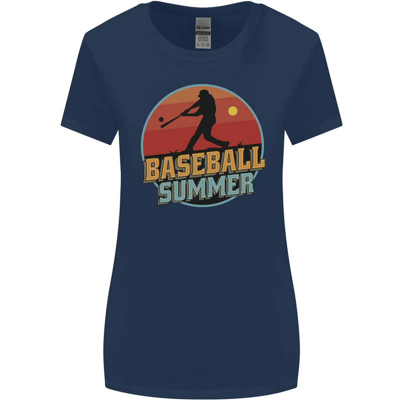 Baseball Summer Womens Wider Cut T-Shirt Navy Blue