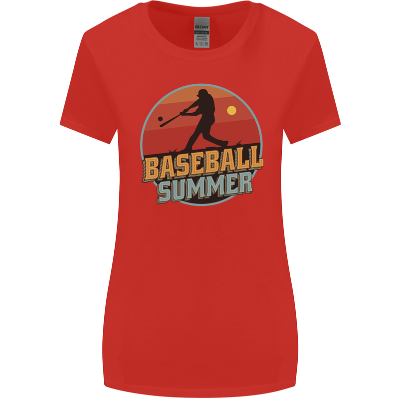 Baseball Summer Womens Wider Cut T-Shirt Red