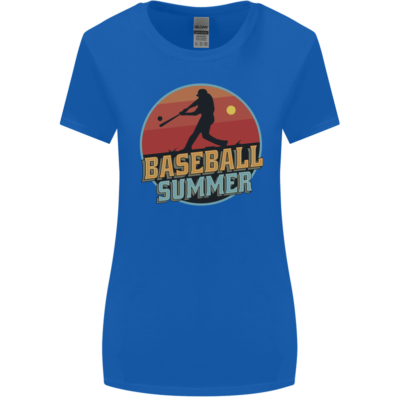 Baseball Summer Womens Wider Cut T-Shirt Royal Blue