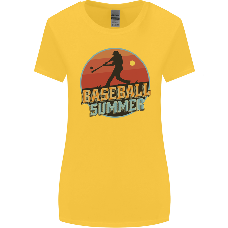 Baseball Summer Womens Wider Cut T-Shirt Yellow