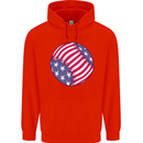 Baseball USA Stars and Stripes American Flag Childrens Kids Hoodie Bright Red