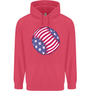 Baseball USA Stars and Stripes American Flag Childrens Kids Hoodie Heliconia
