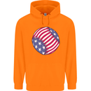 Baseball USA Stars and Stripes American Flag Childrens Kids Hoodie Orange