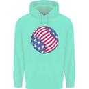 Baseball USA Stars and Stripes American Flag Childrens Kids Hoodie Peppermint