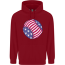 Baseball USA Stars and Stripes American Flag Childrens Kids Hoodie Red