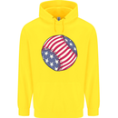 Baseball USA Stars and Stripes American Flag Childrens Kids Hoodie Yellow