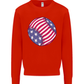 Baseball USA Stars and Stripes American Flag Kids Sweatshirt Jumper Bright Red