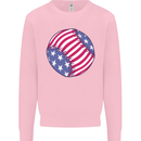 Baseball USA Stars and Stripes American Flag Kids Sweatshirt Jumper Light Pink