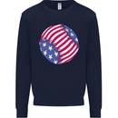 Baseball USA Stars and Stripes American Flag Kids Sweatshirt Jumper Navy Blue