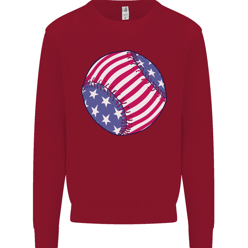 Baseball USA Stars and Stripes American Flag Kids Sweatshirt Jumper Red