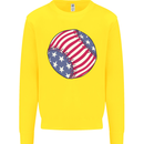 Baseball USA Stars and Stripes American Flag Kids Sweatshirt Jumper Yellow