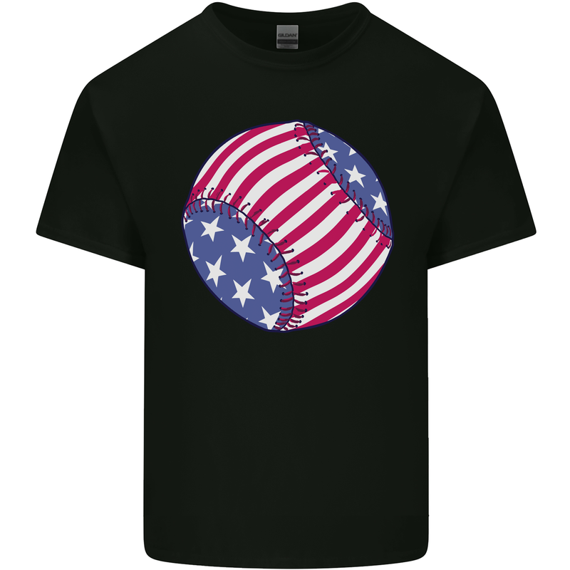 Baseball USA Stars and Stripes American Flag Kids T-Shirt Childrens Black