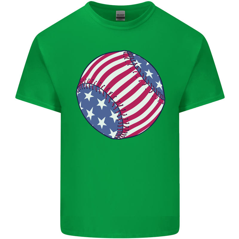 Baseball USA Stars and Stripes American Flag Kids T-Shirt Childrens Irish Green