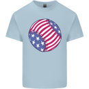 Baseball USA Stars and Stripes American Flag Kids T-Shirt Childrens Light Blue
