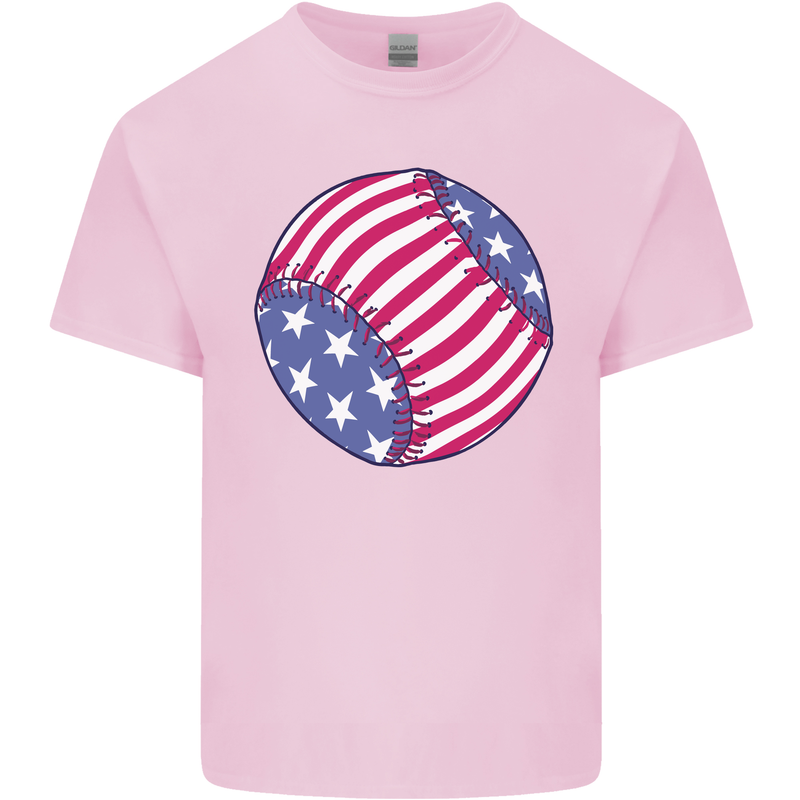 Baseball USA Stars and Stripes American Flag Kids T-Shirt Childrens Light Pink
