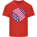 Baseball USA Stars and Stripes American Flag Kids T-Shirt Childrens Red
