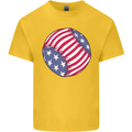 Baseball USA Stars and Stripes American Flag Kids T-Shirt Childrens Yellow