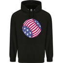Baseball USA Stars and Stripes American Flag Mens 80% Cotton Hoodie Black
