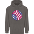 Baseball USA Stars and Stripes American Flag Mens 80% Cotton Hoodie Charcoal