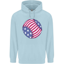 Baseball USA Stars and Stripes American Flag Mens 80% Cotton Hoodie Light Blue