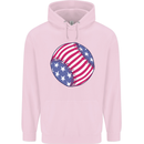 Baseball USA Stars and Stripes American Flag Mens 80% Cotton Hoodie Light Pink
