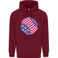 Baseball USA Stars and Stripes American Flag Mens 80% Cotton Hoodie Maroon