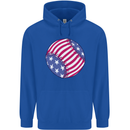 Baseball USA Stars and Stripes American Flag Mens 80% Cotton Hoodie Royal Blue