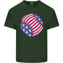 Baseball USA Stars and Stripes American Flag Mens Cotton T-Shirt Tee Top Forest Green