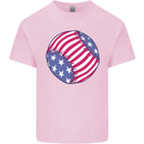 Baseball USA Stars and Stripes American Flag Mens Cotton T-Shirt Tee Top Light Pink