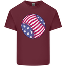 Baseball USA Stars and Stripes American Flag Mens Cotton T-Shirt Tee Top Maroon