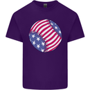 Baseball USA Stars and Stripes American Flag Mens Cotton T-Shirt Tee Top Purple