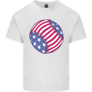 Baseball USA Stars and Stripes American Flag Mens Cotton T-Shirt Tee Top White
