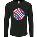 Baseball USA Stars and Stripes American Flag Mens Long Sleeve T-Shirt Black